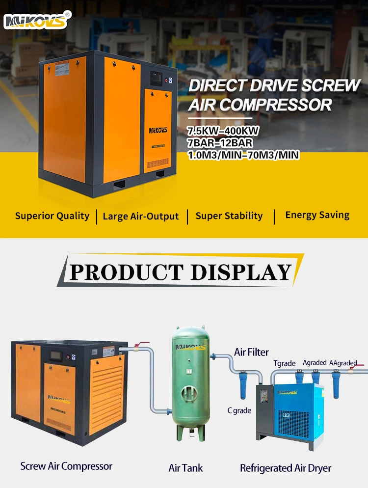 Oil Injected Directly Driven Fixed Speed Screw Air Compressors