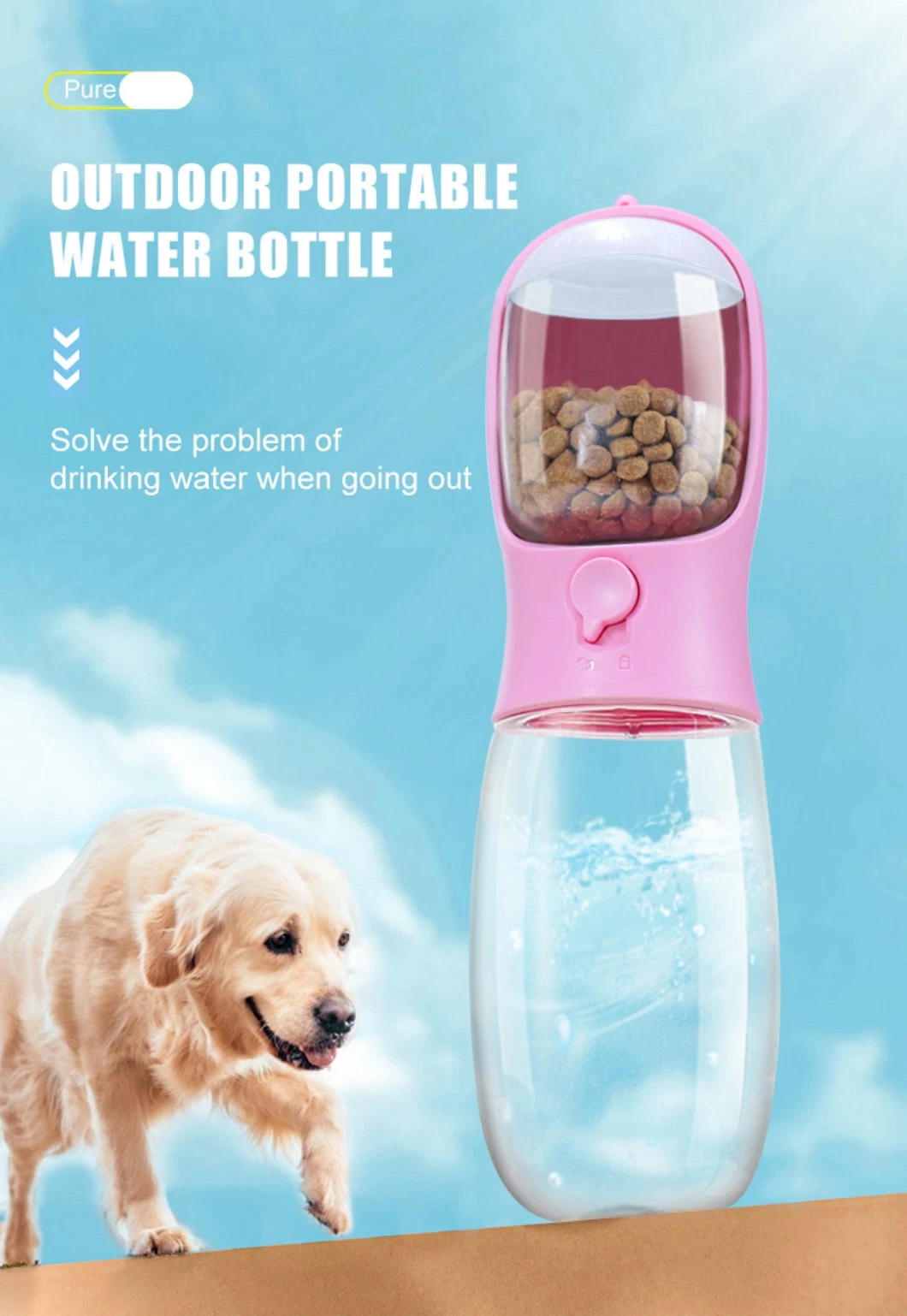 500ml Pet New Product Two-in-One Water and Food Cup